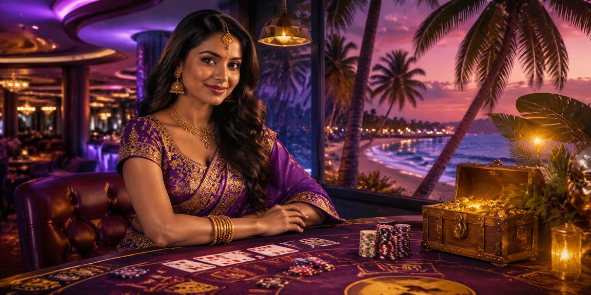 Baccarat gameplay shown on mobile device on Indian beach